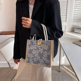 Weiyinxing Pattern Linen Handbag For Women Fashion Designer Bag Convenient Large-Capacity Shopper Tote Travel Grocery Storage Bag