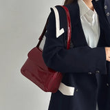 Weiyinxing Red Glossy Shoulder Bag for Women PU Leather Hasp Design Female Commuter Crossbody Bag Lady Handbags and Purse