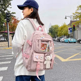 Weiyinxing Aesthetic Women Backpack School Bag for Teen Girls Japanese Korean Rucksack Student Bookbags Cute School Backpack Mochila