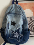 Weiyinxing Vintage Grunge Denim Backpacks Women Patchwork Large Capacity Y2k Mochila School Bag Ladies Harajuku Backpack Aesthetic