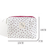 Weiyinxing Quilted Makeup Bag for Women Cosmetic Storage Bag Portable Toiletry Bags Female Beauty Case Cotton Floral Cosmetic Pouch