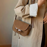 Weiyinxing Soft Suede Crossbody Bag for Women 2024 Winter Korean Fashion Flap Bag Female Small Simple Handbags and Purses