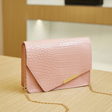 Weiyinxing Small Square Bag Lady's Grace One Shoulder Crossbody Bag Delicate Stone Grain Girl Style Chain Commuting Bag Solid Color