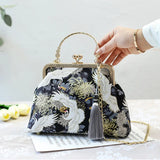 Weiyinxing Vintage Fringe Bag Small Shell Bags Chain Women Shoulder Crossbody Bag Crane Flying Women's Handbags Purses Embroidery