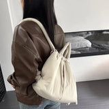 Weiyinxing Padded Women Shoulder Bag Cotton Quilted Backpack Down Space Designer Bags for Women Casual Drawstring Bag Shopper Purse