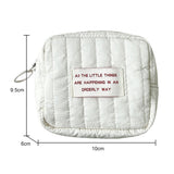 Weiyinxing Women Makeup Pouch Quilting Mini Lipsticks Storage Letters Portable Zipper Coin Purse Wallet for Travel Girls Gifts