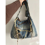 Weiyinxing Denim Jeans Casual Totes for Women Shoulder Bags Soft Student Large Capacity Vintage Shopping Bag Female Handbags §ã§å§ާܧÑ