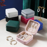 Weiyinxing Color Jewelry Organizer Leather Square Small Round Box Ring Earrings Portable Travel Jewelry Storage Lipstick Makeup Bag