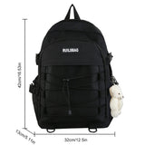 Weiyinxing College Backpack 2024 Students Aesthetic Schoolbags with Pendant Solid Color Girls Mochila Multi-Pocket Travel Rucksack