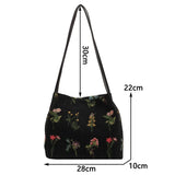 Weiyinxing Embroidered Tote Bag Women Summer Trendy Cloth Bag Niche Embroidery Shoulder Bag Texture Bucket Bags Canvas Bags