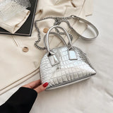 Weiyinxing Silver Shell Evening Clutch Bag Designer Crocodile Pattern Shoulder Bag For Women Party Wedding Handbag Purse Crossbody Bag