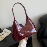 Weiyinxing Designer Solid Shoulder Bags for Women Handbags and Purses 2024 New Fashion Patent Leather Underarm Ladies Tote Bags