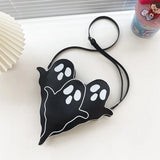 Weiyinxing Printed Shoulder Bags Cartoon Pu Leather Crossbody Purses Gothic Ghost Shape Messenger Bag Funny Satchel Small Handbags
