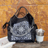 Weiyinxing Embroidery Women Shoulder Bag Designer Eco Bags for Women Rope Handle Handbags Drawstring Bag Reusable Shopper Tote