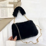 Weiyinxing Fashion Women Plush Tote Handbag Casual Fuzzy Crossbody Bag Versatile Fluffy Shoulder Bag Soft Cute Fall Winter Female Purse