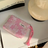 Weiyinxing Green Floral Cute Women Wallet Mini Clutch Purse Coin Purse Cotton Fresh Cute Card Bag Sanitary Napkins Bag Earphone Bag