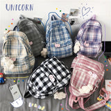 Weiyinxing 2023 Women Backpack Female Cool Nylon Travel Bag Fashion Plaid Portable Cute Schoolbag College Teenage Girls Boys Bookbag