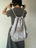 Weiyinxing 2024 New High Capacity Single Shoulder Bag Silver Pleated Drawstring Strap Bag Double Shoulder Bag Lightweight Backpack