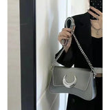 Weiyinxing Y2k Silver Handbags Women 2024 High Street Chain Half Moon Shoulder Bag Female Vintage Harajuku Messenger Bags Aesthetic