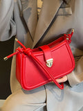 Weiyinxing New Red Single Shoulder Bag for Women Classic Flap Design Small Underarm Bags Lady Daily Out Casual Handbag Purses