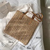 Weiyinxing Straw Bag Summer Handmade Beach Bag Large Capacity Shoulder Bag Vacation Rattan Totes Outdoors Seaside Handbag Bolsas