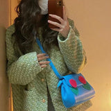 Weiyinxing Red Tulip Women Shoulder Bags Fashion Ladies Pu Leather Underarm Bag Female Flap Design Crossbody Purse Tote Handbags