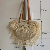 Weiyinxing Straw Shoulder Bag Women Large Capacity Rattan Handle Bag Splicing Color Beach Bag Travel Vacation Woven Totes Bag Bolsa