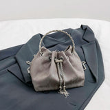 Weiyinxing Handbag Bucket Bag Round Ring Design Hand Bag For Women 2024 New Denim Clutch Fashion Chain Shoulder Crossbody Bag