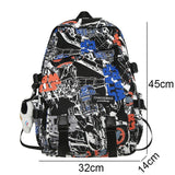 Weiyinxing Female Men Waterproof Cartoon Printing Laptop Ladies College Backpack Fashion Women Book Boy Girl Travel Leisure School Bag