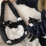 Weiyinxing Jk Lolita Cute Plush Women Shoulder Bag Black Cat Designer Handbag Soft Fashion Kawaii Student Ladies Shopper Crossbody Bag