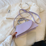 Weiyinxing Purple Shoulder Bag Trendy Solid Color Leather Small Handbag With Silver Short Handle Satchel Tote Clutch Bag Flap bolsos