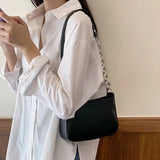 Weiyinxing Chains Underarm Bag For Women PU Leather Shoulder Bag Solid Color Bag Designer Lady Handbag Armpit Totes Bolsa