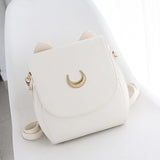 Weiyinxing Sailor Moon Satchel Luna Cat Backpack Black White Moon Pattern Women Shoulder Bag PU Leather Women Backpacks Crossbody