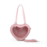 Weiyinxing Women Fashion Transparent Shoulder Bag Love Heart Shaped Pvc Clear Bag Lady Girls Underarm Casual Travel Handbag Messenger Bag