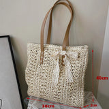 Weiyinxing Straw Bag Summer Handmade Beach Bag Large Capacity Shoulder Bag Vacation Rattan Totes Outdoors Seaside Handbag Bolsas