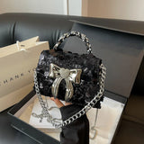 Weiyinxing Purse Handbag For Women 2024 Shiny Sequin Silver Evening Clutch Bag Designer Women's Day Gift Luxury Chain Shoulder Bags