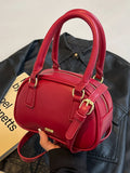 Weiyinxing Leather Retro Mini Crossbody Bag for Women Korean Fashion Lady Soft Handle Daily Handbags Classic Red Bridal Bag