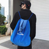 Weiyinxing 2024 Autumn/Winter Bundle Pocket Drawstring Backpack Plush Portable Shoulder Bag Unisex Lightweight Travel Backpack