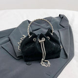 Weiyinxing Handbag Bucket Bag Round Ring Design Hand Bag For Women 2024 New Denim Clutch Fashion Chain Shoulder Crossbody Bag