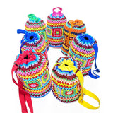 weiyinxing Crochet Barrel Shaped Women Shoulder Bags Knitted Granny Square Backpacks Handmade Woven Handbag Casual Travel Bag 2023