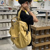 Weiyinxing Ins Students Solid Rucksacks Simple All Match Women High-capacity Backpacks Casual Preppy Y2k Vintage Trendy Schoolbags