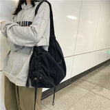 Weiyinxing Bags for Women High-capacity Korean Simple Preppy Chic Solid Shoulder Handbags New Casual Fashion Y2k Canvas Bag