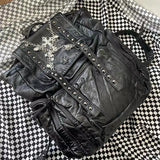 Weiyinxing Grunge Rivet Y2k Backpack Women Gothic Subculture Punk Cross Black Mochila Ladies Vintage Harajuku Backpacks Aesthetic