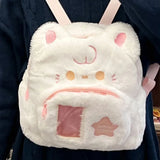 Weiyinxing Cute Puppy Womens Backpack Plush Fluffy Kawaii Small Cartoon College Style Backpack Students Lolita Jk Daily Female Bag