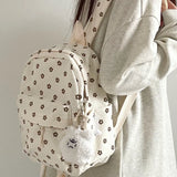 Weiyinxing Japanese Sweet Floral Print Backpack Casual Y2k Aesthetic Preppy Schoolbags Women Kawaii All Match Backpacks for Students