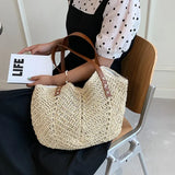 Weiyinxing Straw Bags for Women Straw Shoulder Bags Rattan Woven Top Handle Bag Hollow Raffia Crochet Beach Bag Casual Handbags 2024