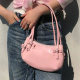 Weiyinxing Sweet Cute Pink Handbag Women New Harajuku Bow Chic Y2k Bags Purse Ladies Fairycore Aesthetic Underarm Bag Bolso Mujer