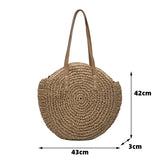 Weiyinxing Straw Bag Summer Handmade Beach Bag Large Capacity Shoulder Bag Vacation Rattan Totes Outdoors Seaside Handbag Bolsas