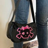 Weiyinxing Y2k Gothic Shoulder Bag for Women Punk Skull Black Trend Purse Girls Pu Leather Designer Zipper Female Fashion Handbags