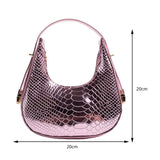 Weiyinxing Leather Women Luxury Designer Handbag Totes 2024 Fashion Vintage Crocodile Pattern Half Moon Crescent Hobo Shoulder Bags